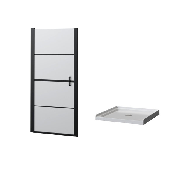 walterwork 34"x72"Frosted Tempered Glass Shower Door Wayfair